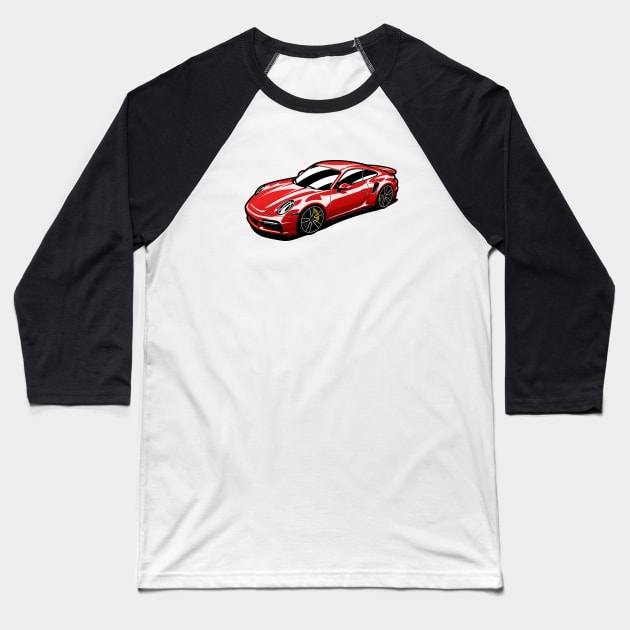 Red 911 Turbo S Baseball T-Shirt by KaroCars